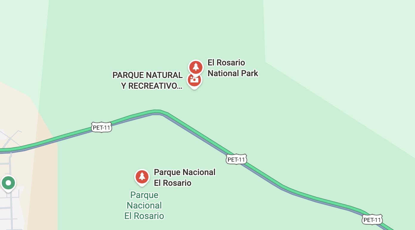 Mapa de ubicación del Parque Nacional El Rosario, Sayaxché, Petén